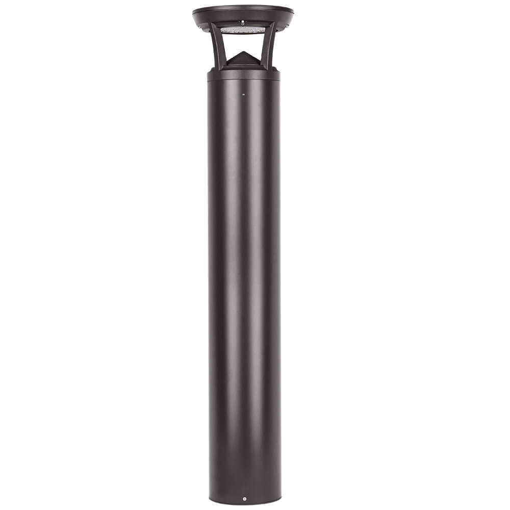 Black cylindrical bollard light Flat Top