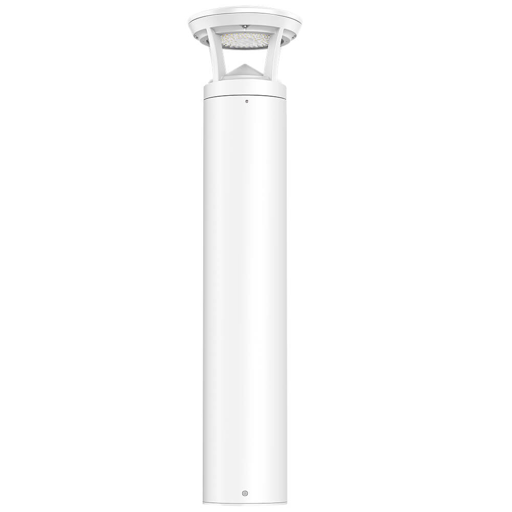 3ft White outdoor LED Bollard light fixture on a white background
