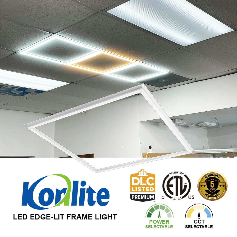 Konlite 2x2 ft LED Frame light fixture on a celling