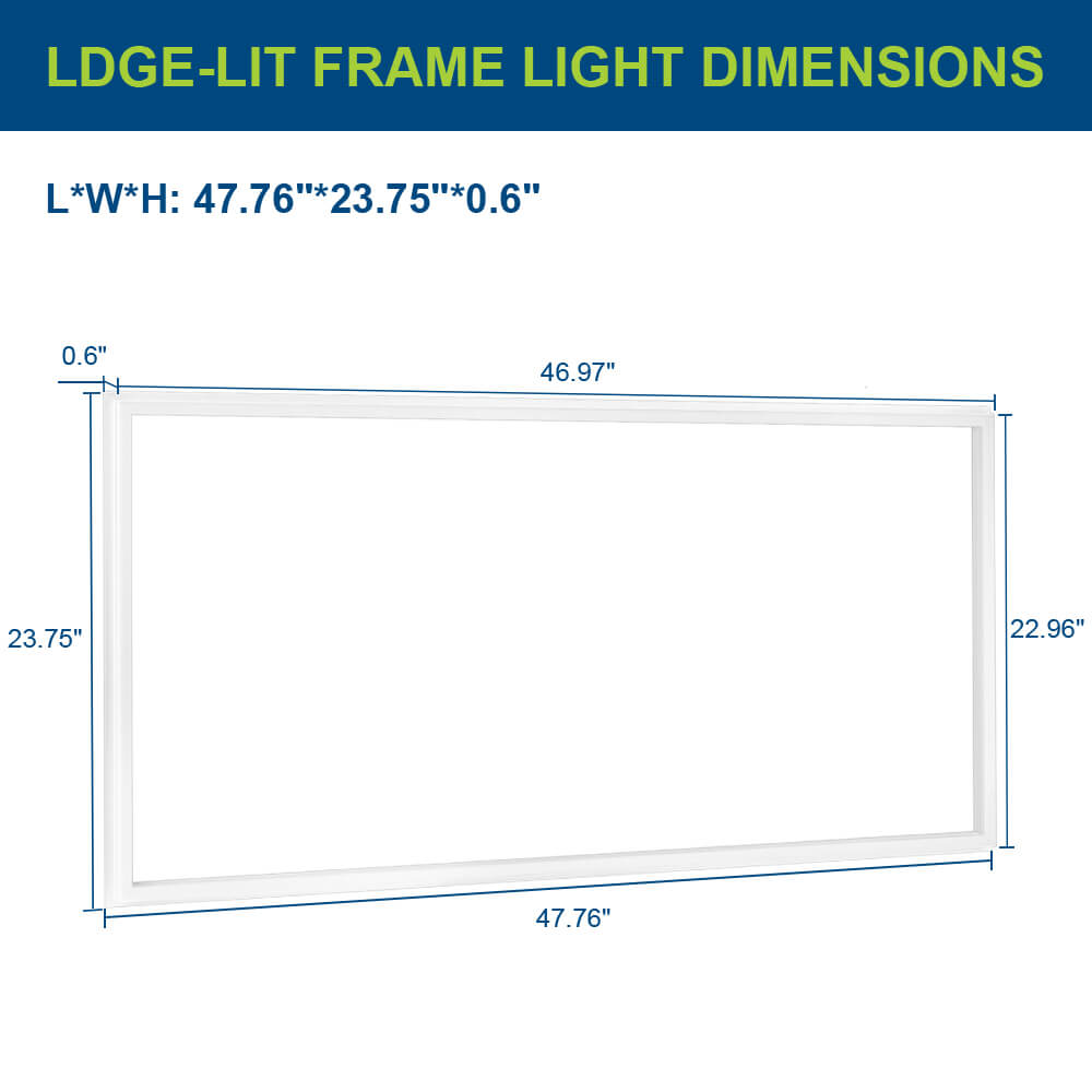 Diagram of a ledge-lit frame light with dimensions labeled