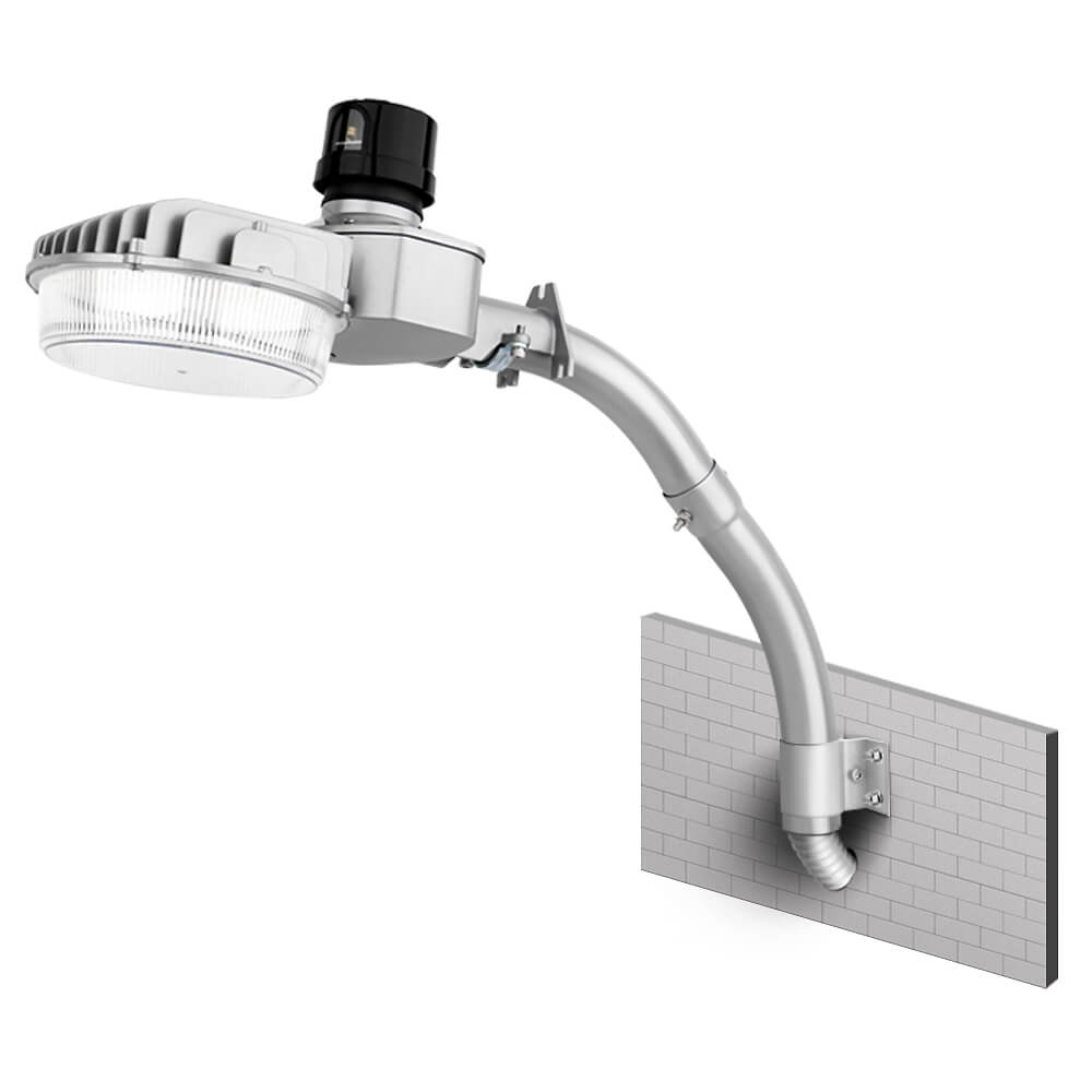LED dusk to dawn light installed with an arm amount