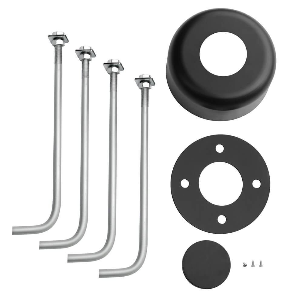 Anchor poles and base cover for round black light pole