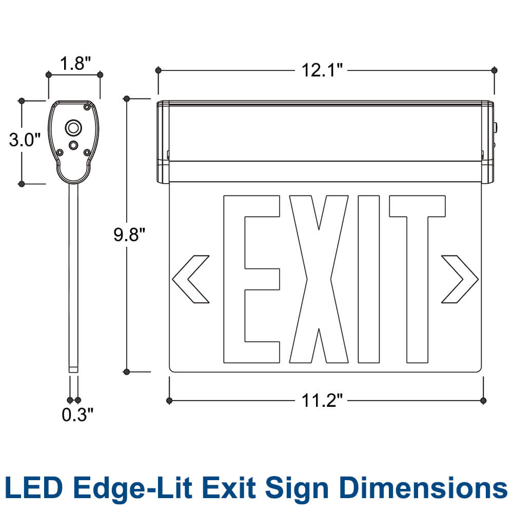 Dimension of LED EXIT Sign