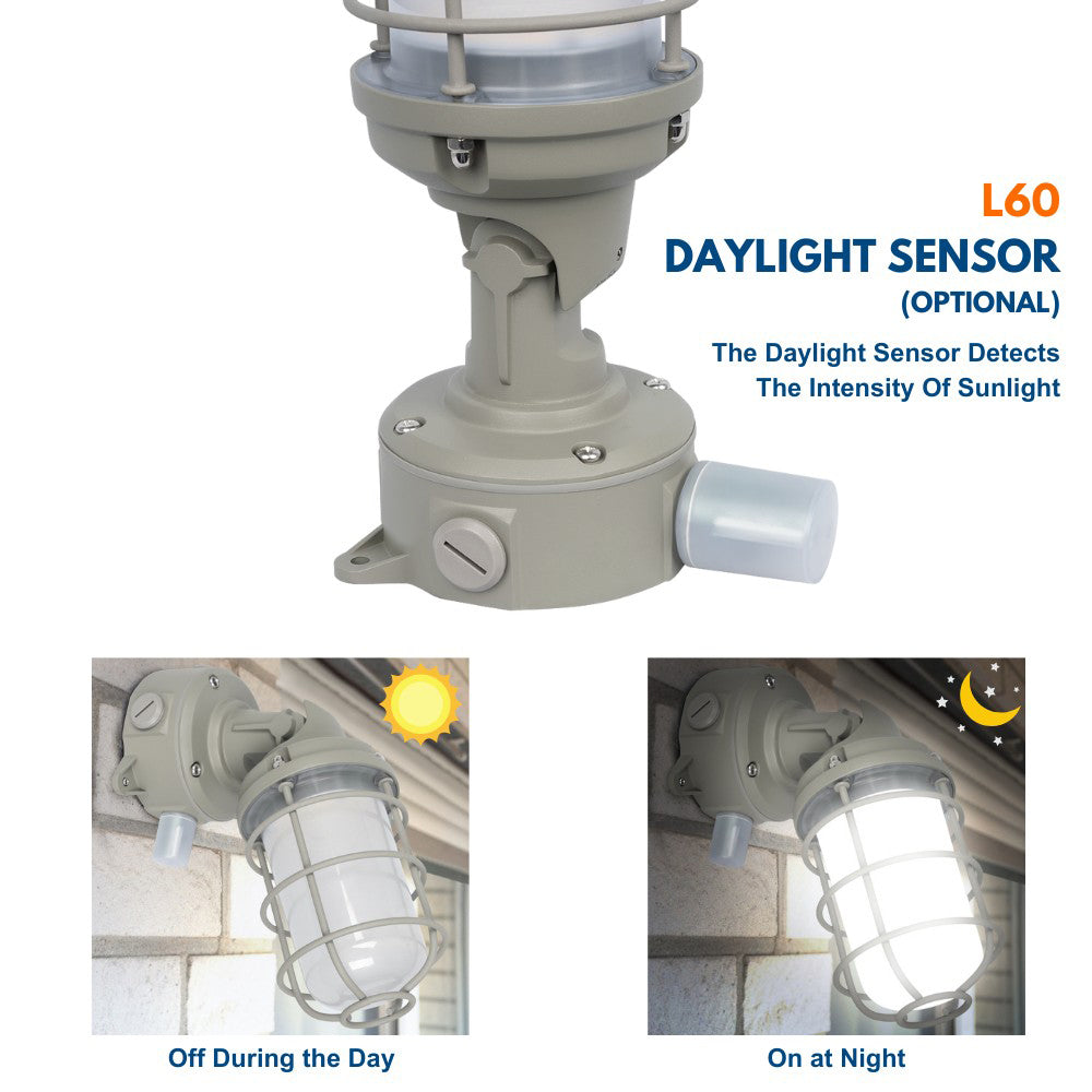 Konlite Vapor Tight LED Light Fixture with dusk to dawn censor