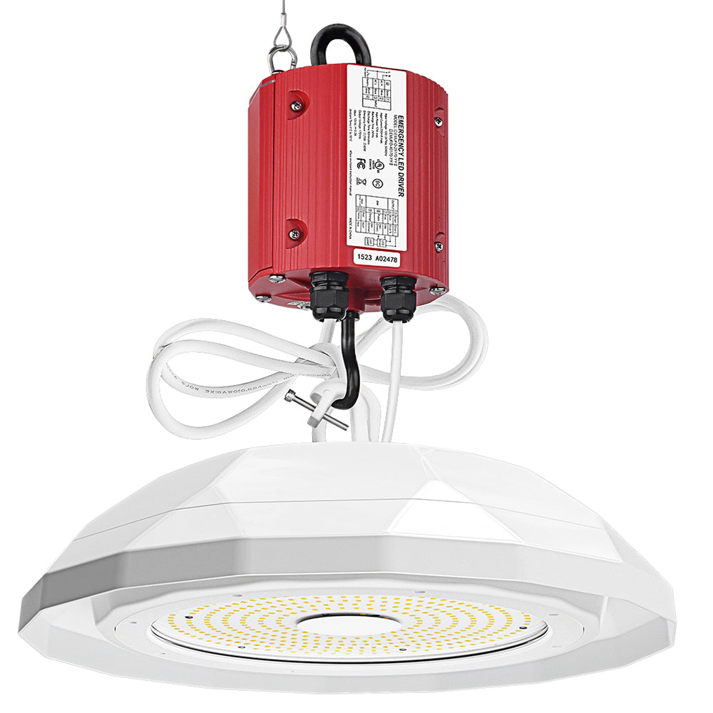 Emergency battery back up with a highbay light fixture