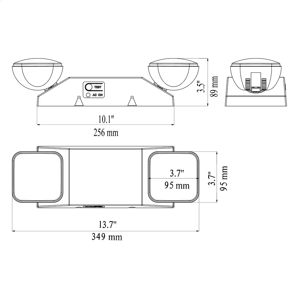 dimensions of led emergency ight