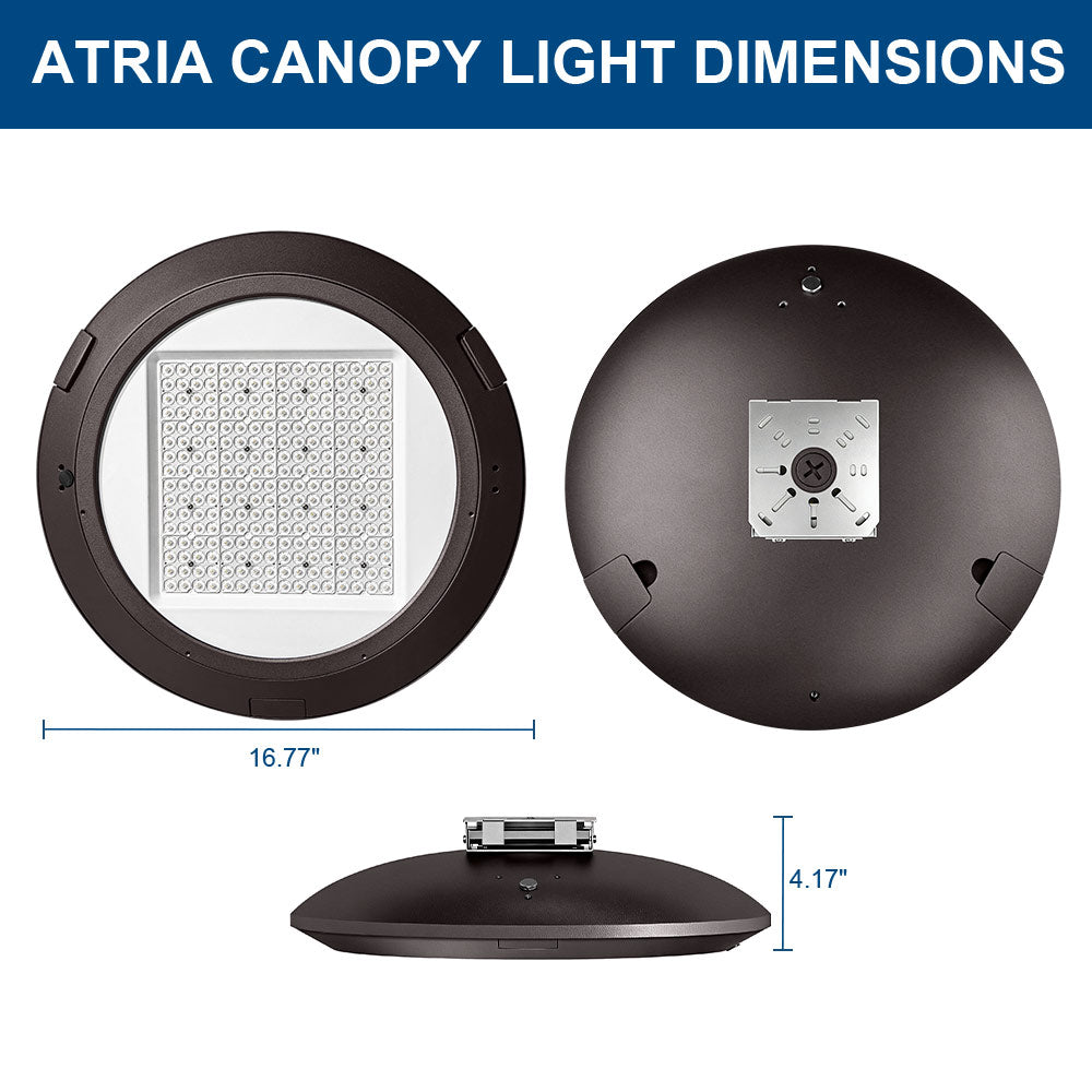 Dimensions of a Konlite Atria Series Premium LED Canopy Light - 125W