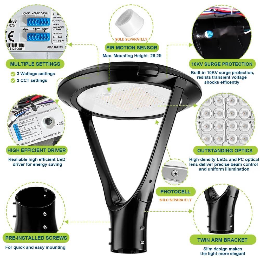 Highlighted features of Konlite Atria LED Black Post Top Light