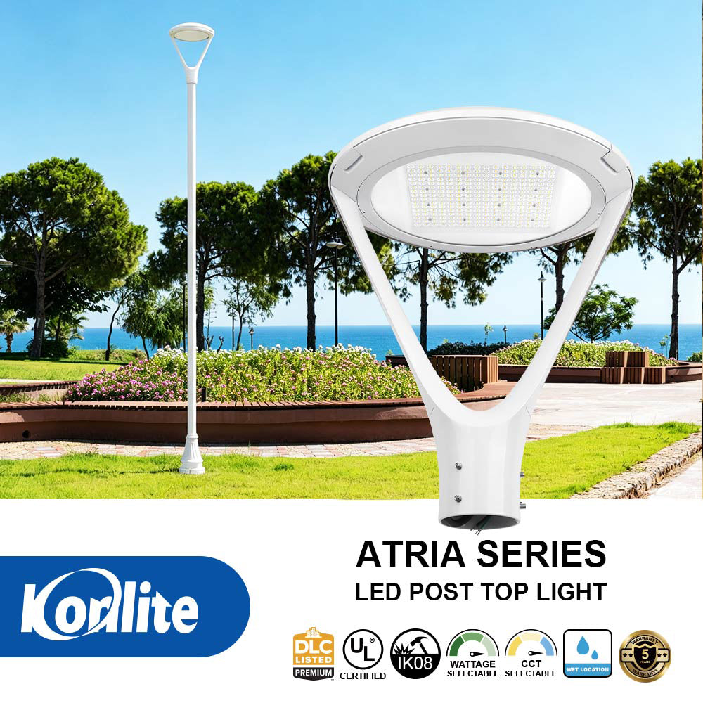Certifications and features for Konlite Atria series LED white post top light