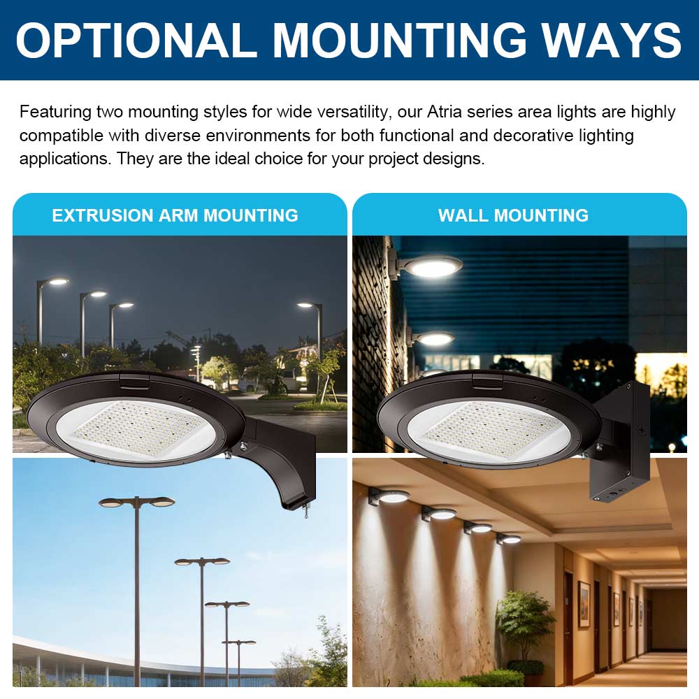 Konlite Atira LED Area Light - 9,450 lumens - Type V - 63W/53W/33W - 3CCT - Dark Bronze - 120-277V - 250W Equal