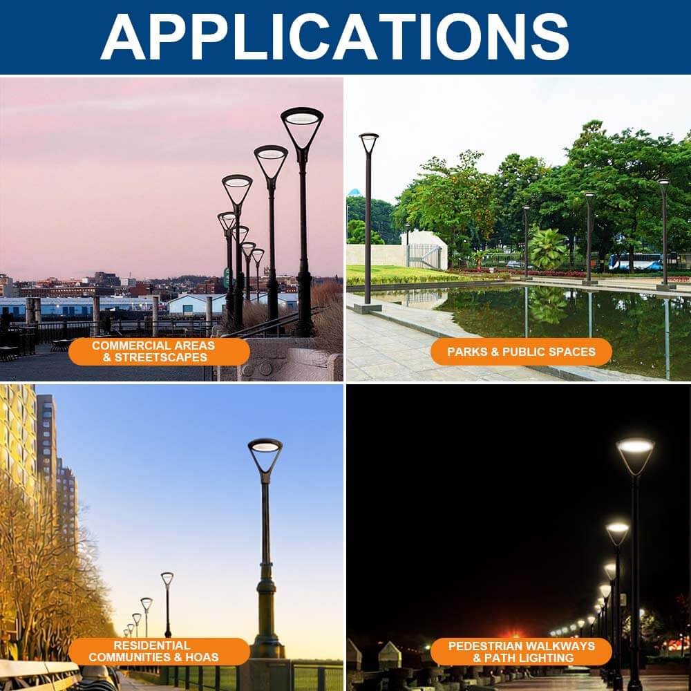 Wide range of applications for Konlite Atria LED Post Top Lights
