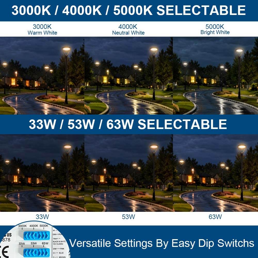 Konlite Atria LED Post Top Light with selectable color temperatures and wattages