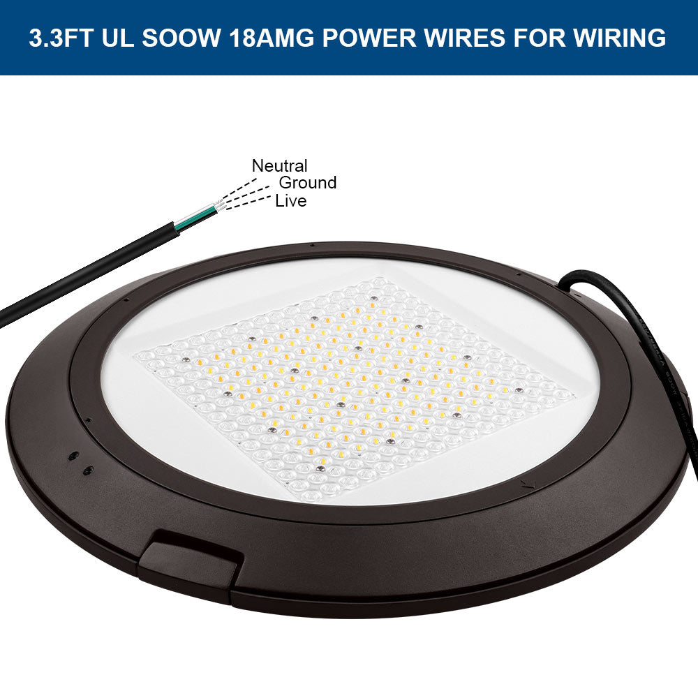 Konlite Atria LED Post Top Light with power wires labeled