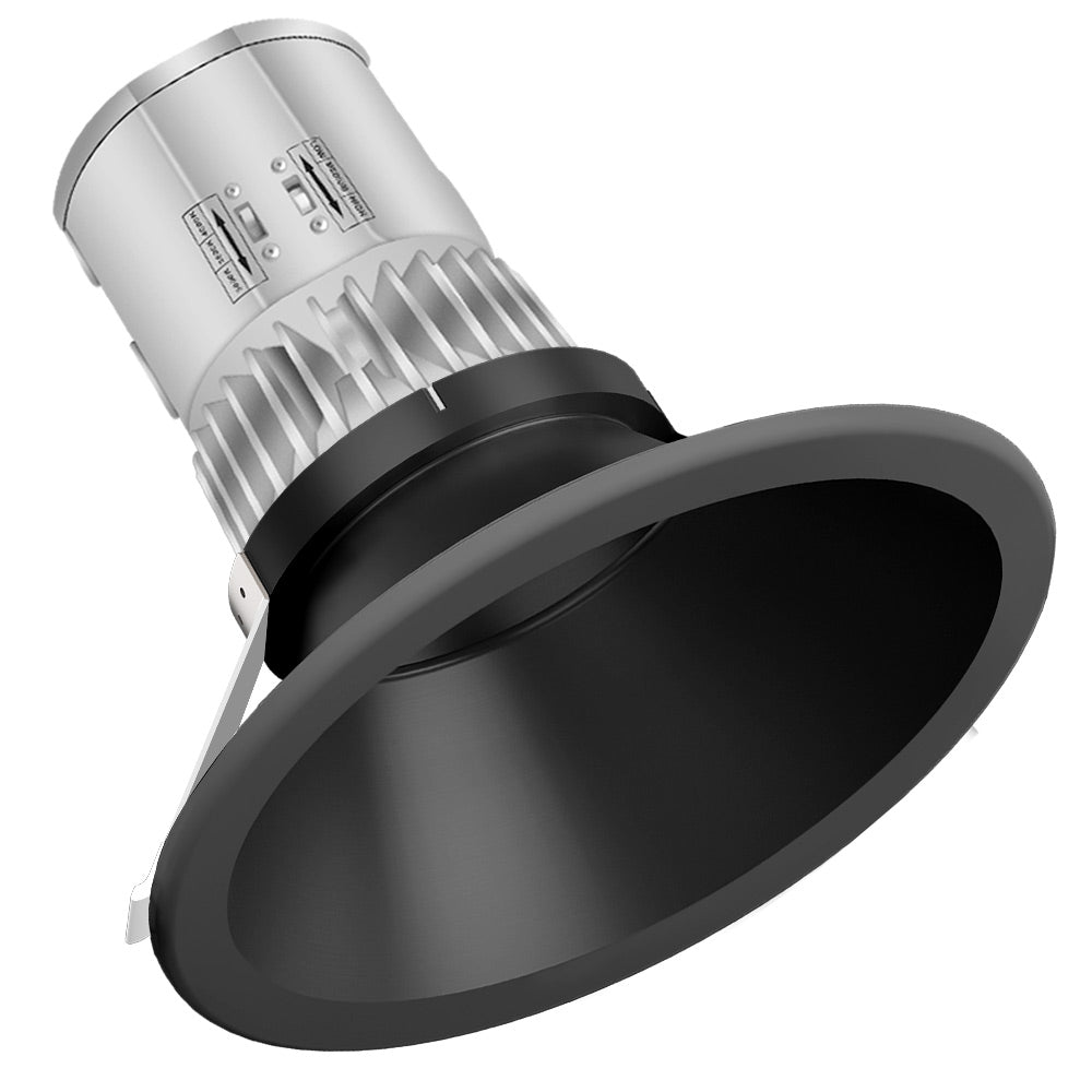 Konlite recessed down light with 6" black Trim