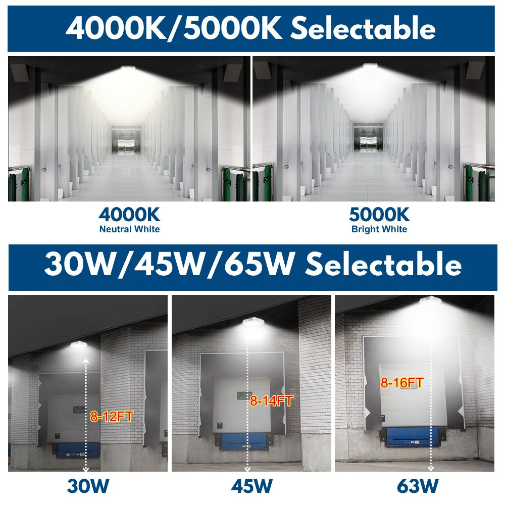 Konlite White LED Canopy Light wattage selectable and CCT selectable
