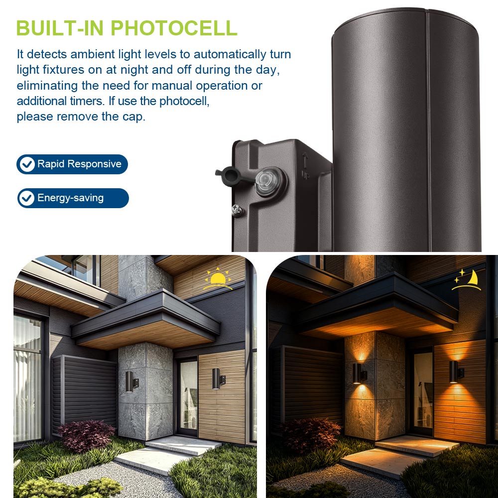 Photocell for a Dark Bronze Konlite 20W Amber LED Cylinder Wall Light - Wildlife friendly