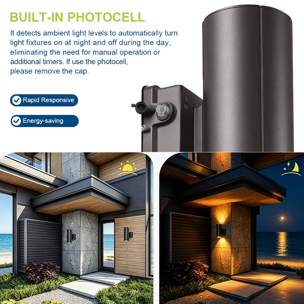 Photocell for a Dark Bronze Konlite 20W Amber LED Cylinder Wall Light - Wildlife friendly