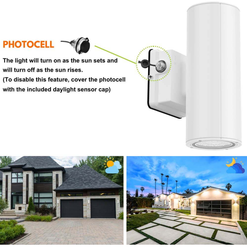 Photocell of Konlite LED Cylinder Up and Down Wall Light fixture