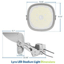 Dimensions of 800W Konlite LYRA LED Stadium Light