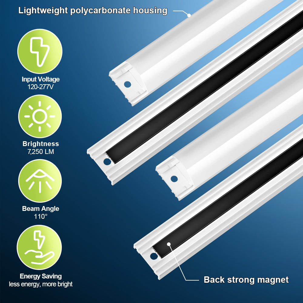 Close up view of the housing and back magnet for Konlite magnetic linear LED retrofit kit