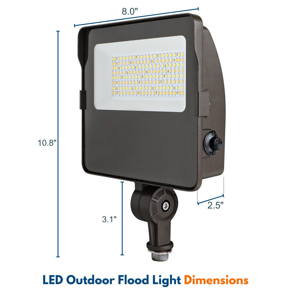 Dimensions of a 63W NAVI LED Flood Light with Knuckle Mount