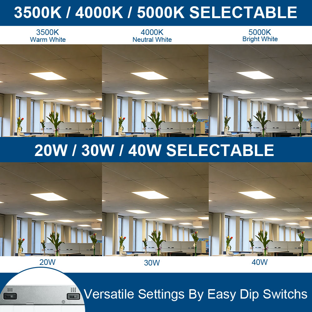 Wattage and CCT Selectable 2x2 ft. Konlite led panel light