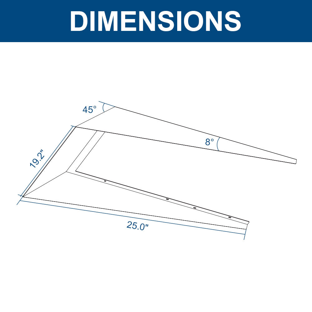 Diagram of Front Glare Shield for Spica Series LED Sports Lights with labeled dimensions