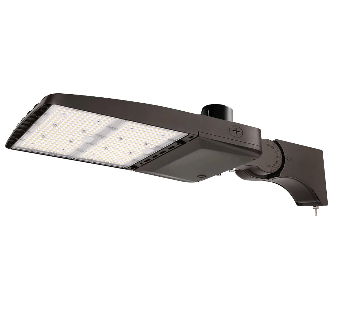 Konlite Vela wattage selectable 310W Type 5 led parking lot light with pole mount with dusk to dawn photocell