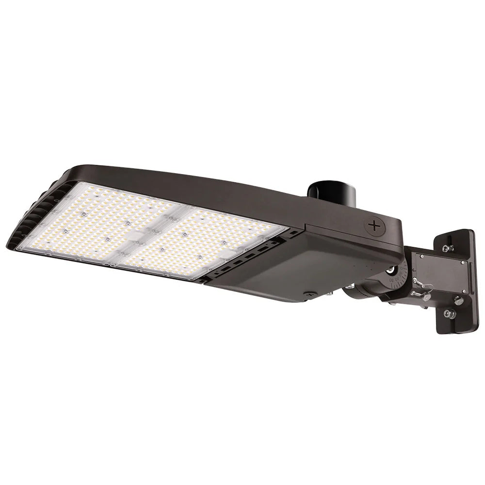 Konlite Vela wattage selectable 310W Type 5 5000K led parking lot light with universal mount with dusk to dawn photocell