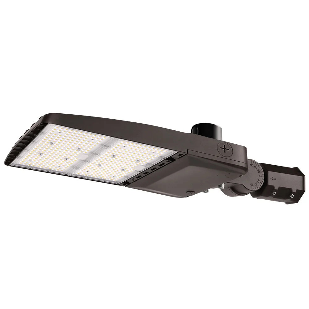 Konlite Vela wattage selectable 310W Type 5 led parking lot light with slip fitter mount with dusk to dawn photocell