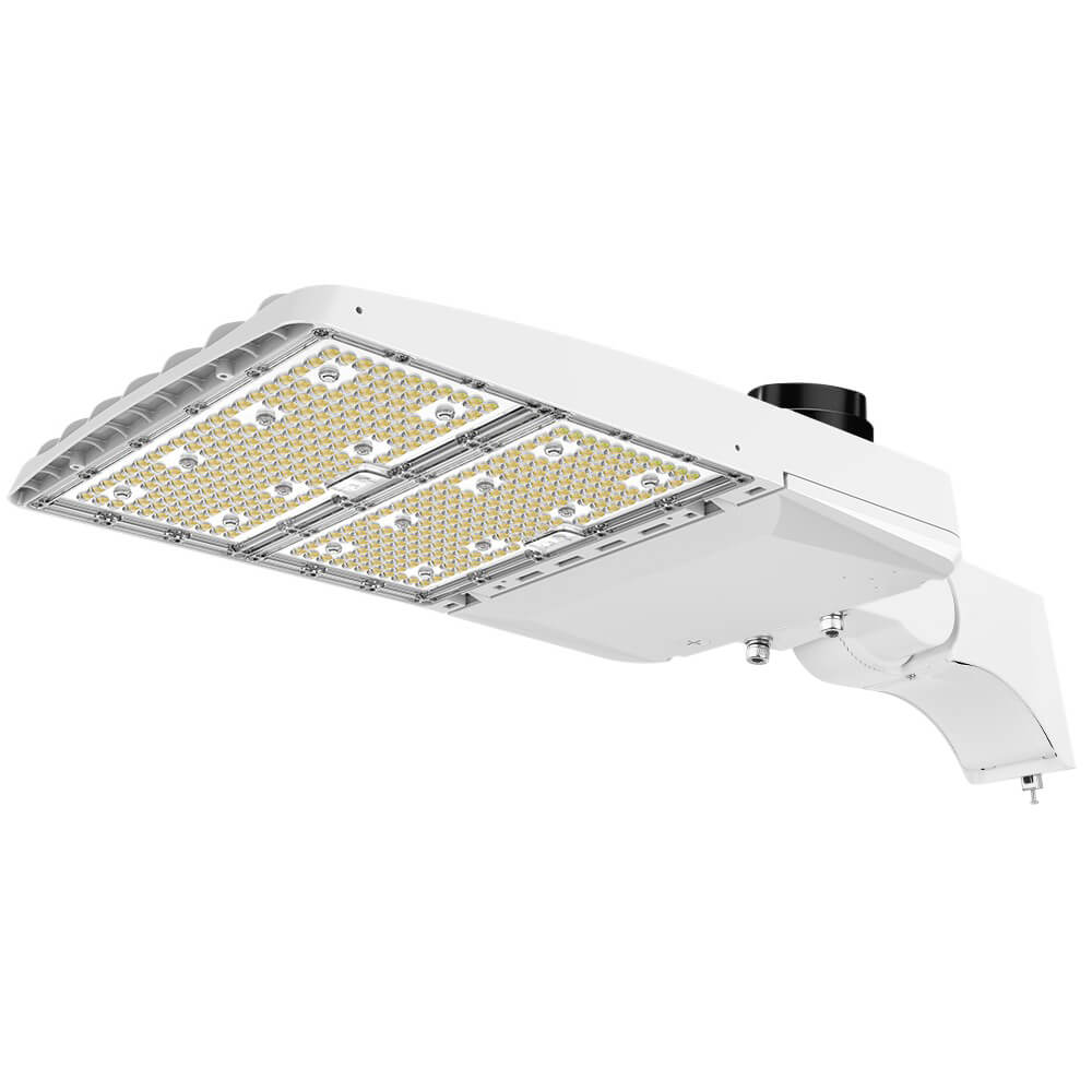 Konlite Vela III 310W LED White Parking Lot Light with extrusion arm