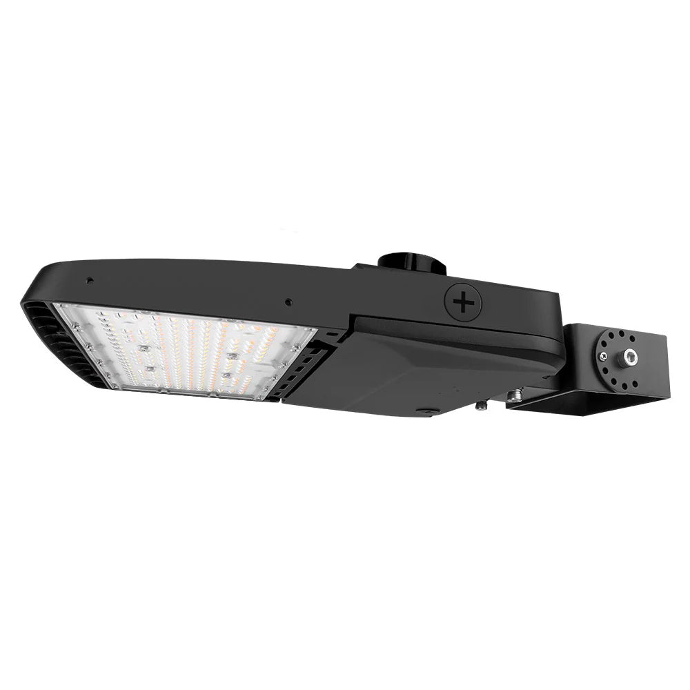 Konlite Vela I LED Black Parking Lot Light with yoke mount