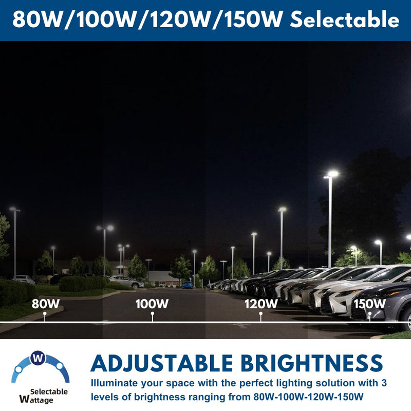 Konlite Vela I LED White Parking Lot Light wattage selectable
