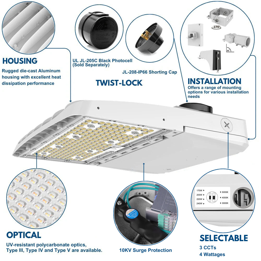 While VELA II Parking Lot light product details