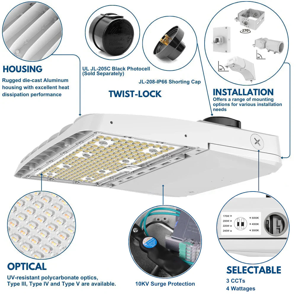 While VELA II Parking Lot light product details