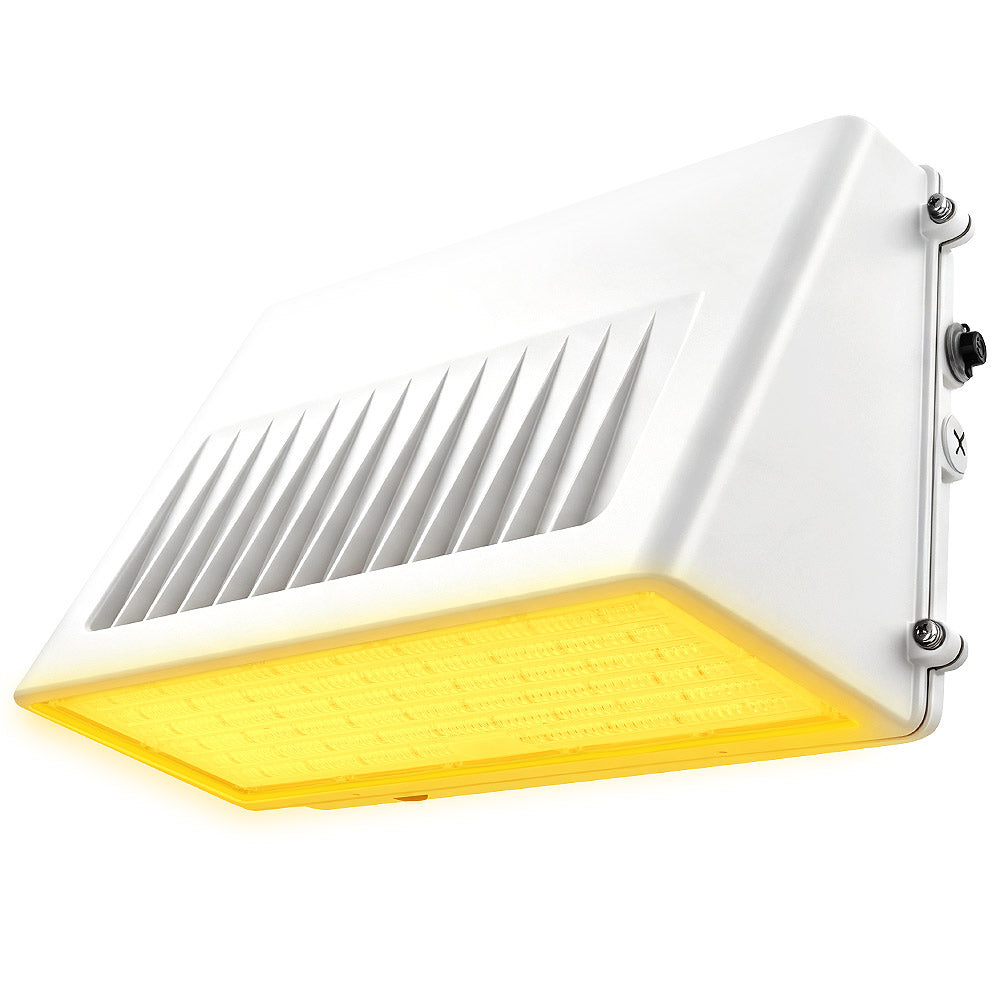 Konlite KWPD Turtle Friendly Amber LED Wall Pack Light in white finish