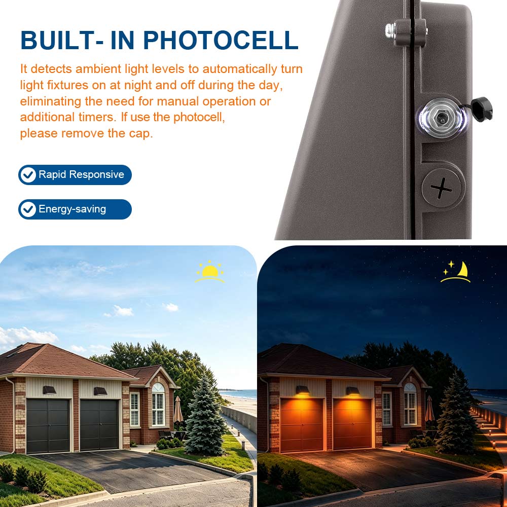 Built-in photocell with cap for Konlite KWPD Turtle Friendly Amber LED Full Cutoff Wall Packs.