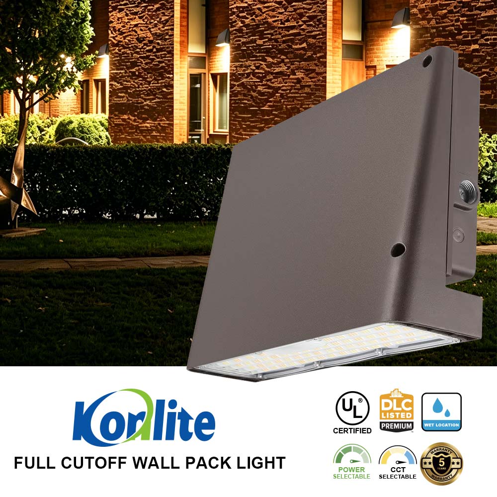 Konlite full cutoff wall pack light with outdoor setting