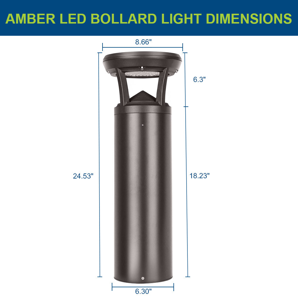Diagram of dimensions for Konlite Atria Turtle Friendly LED 2ft Dark Bronze Bollard Light