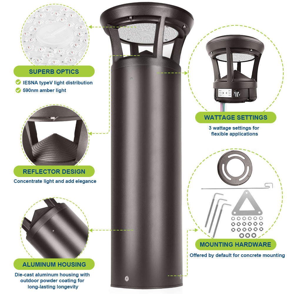Highlighted features of Konlite Atria Turtle Friendly LED 2ft Dark Bronze Bollard Light
