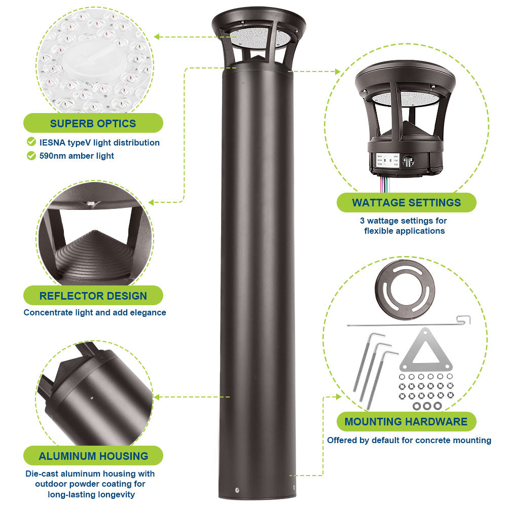 Highlighted features of Konlite Atria Turtle Friendly LED 4 ft Dark Bronze Bollard Light
