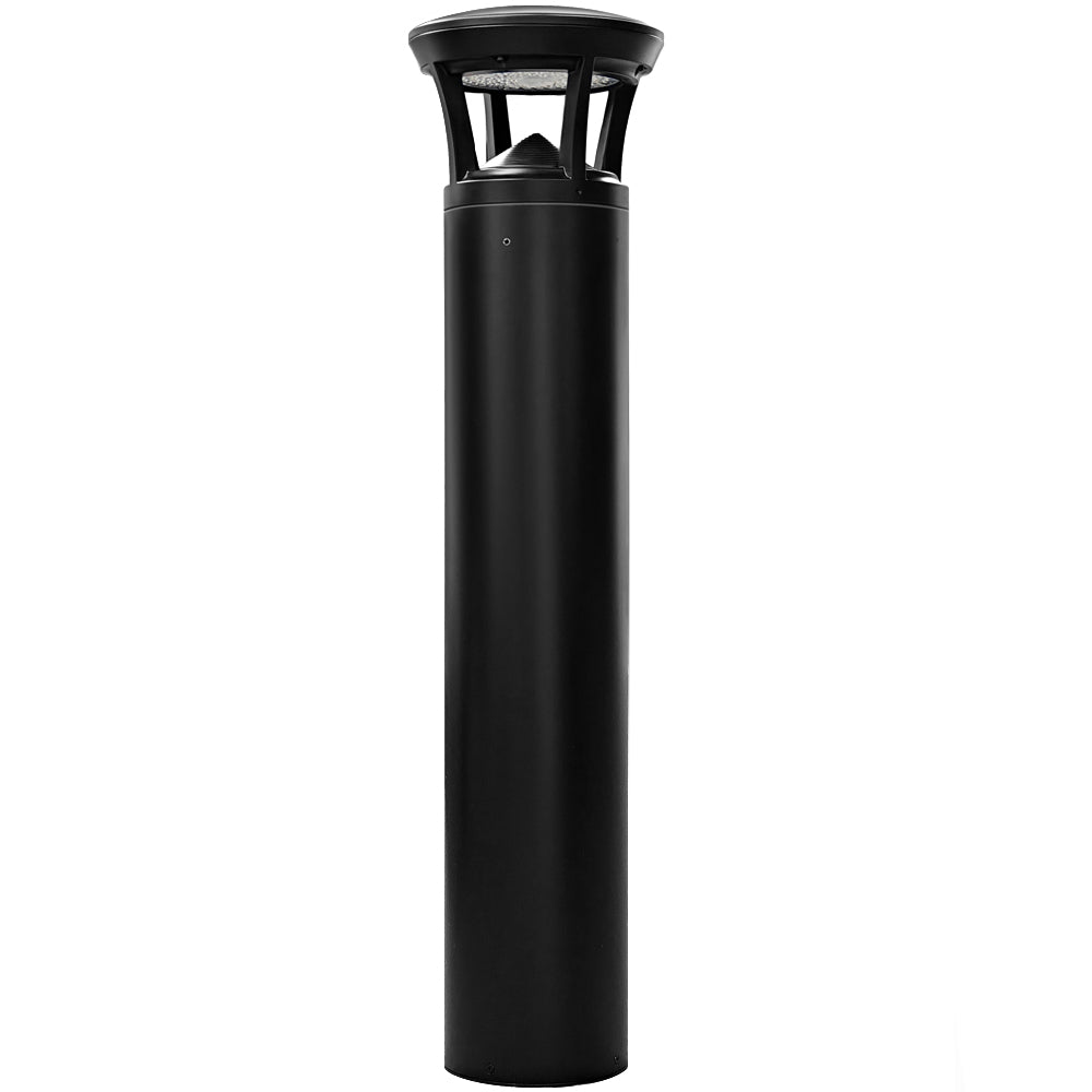 3ft Black Dome Top outdoor LED Bollard light fixture on a white background