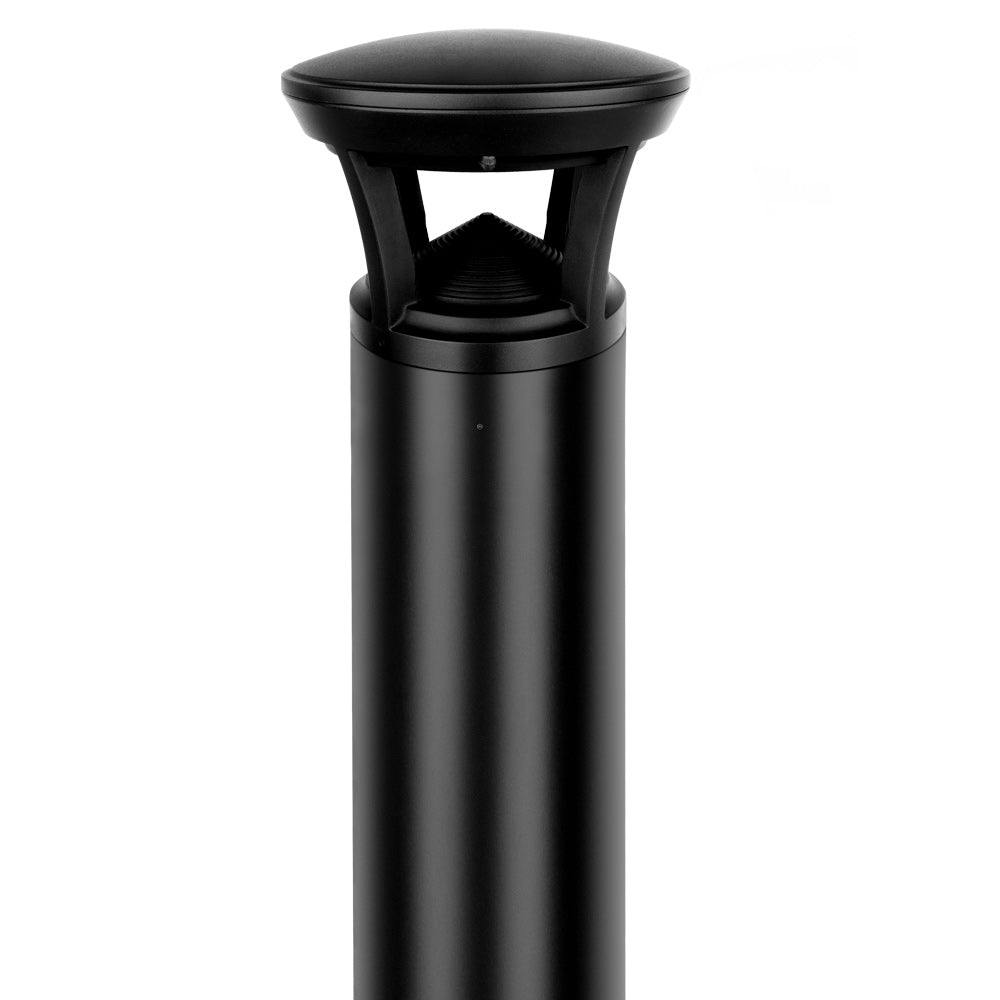 3ft Black Dome Top outdoor LED Bollard light fixture on a white background