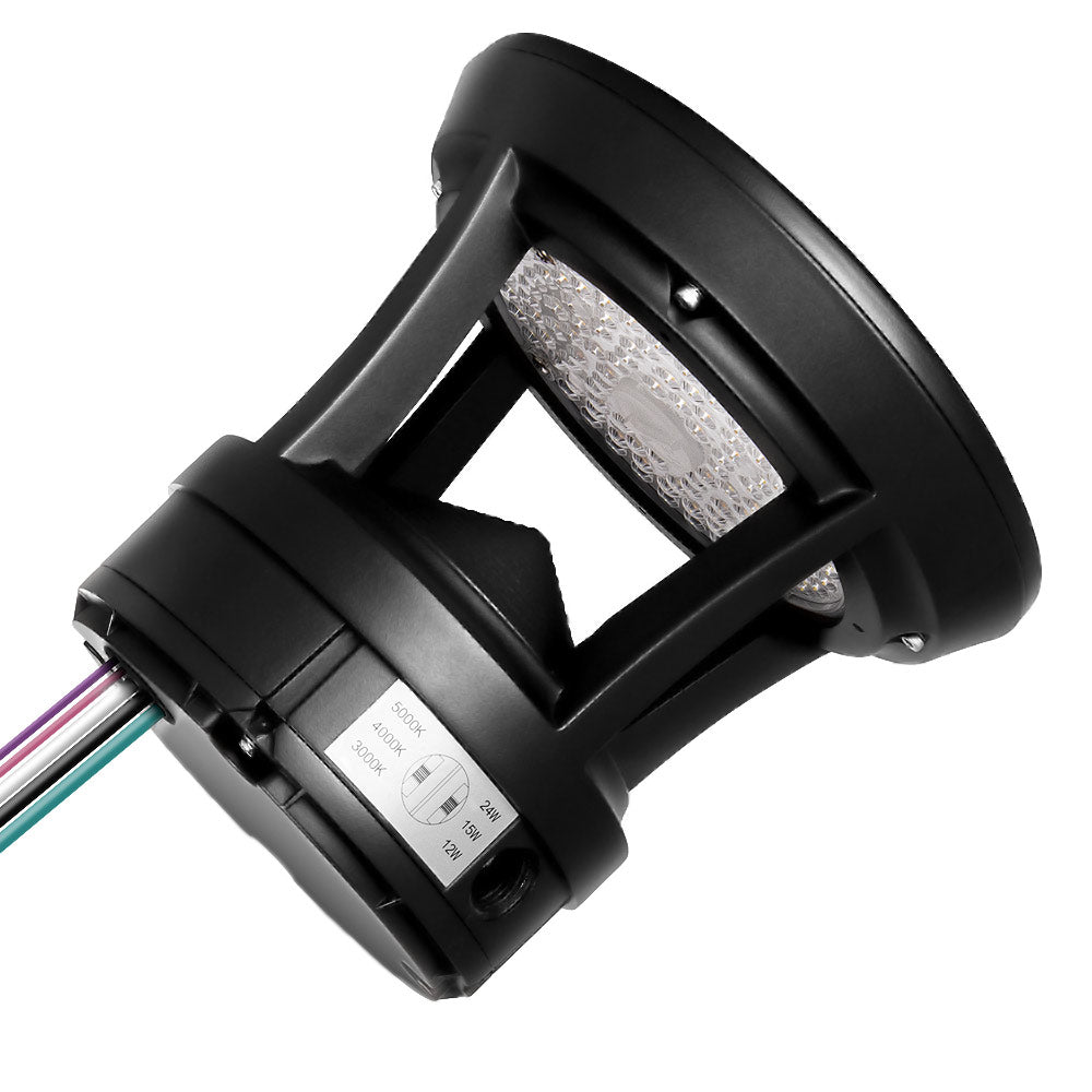 Black LED Bollard light fixture with visible wiring