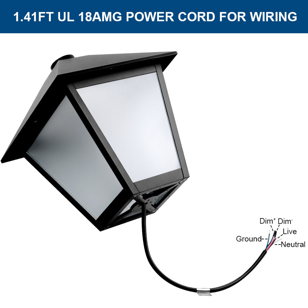 Wires of a 60W Konlite LED Lantern Post Top Light