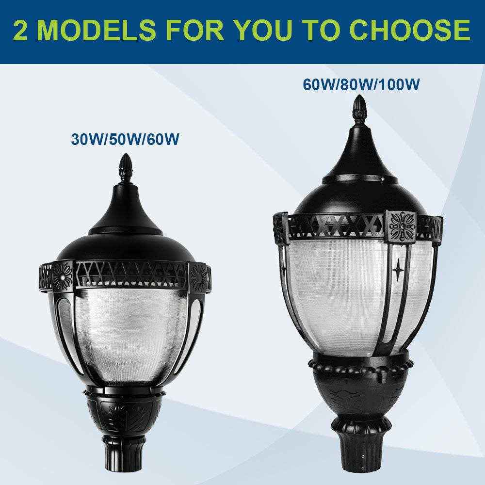 100w and KONLITE Acorn LED Post Top Lights