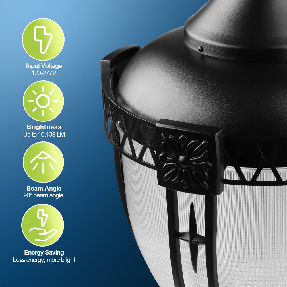 100w KONLITE Acorn LED Post Top Light with product features