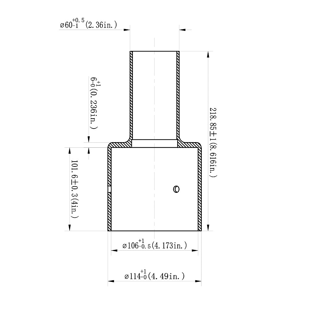4" Round Pole Mount Tenon Reducer Dimensions