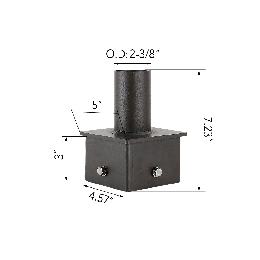 5" Square Pole Mount Tenon Adapter Dimensions