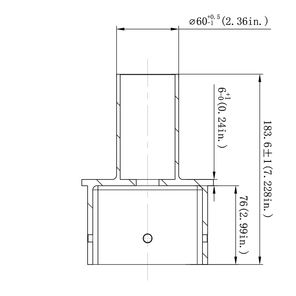 5" Square Pole Mount Tenon Adapter Dimensions